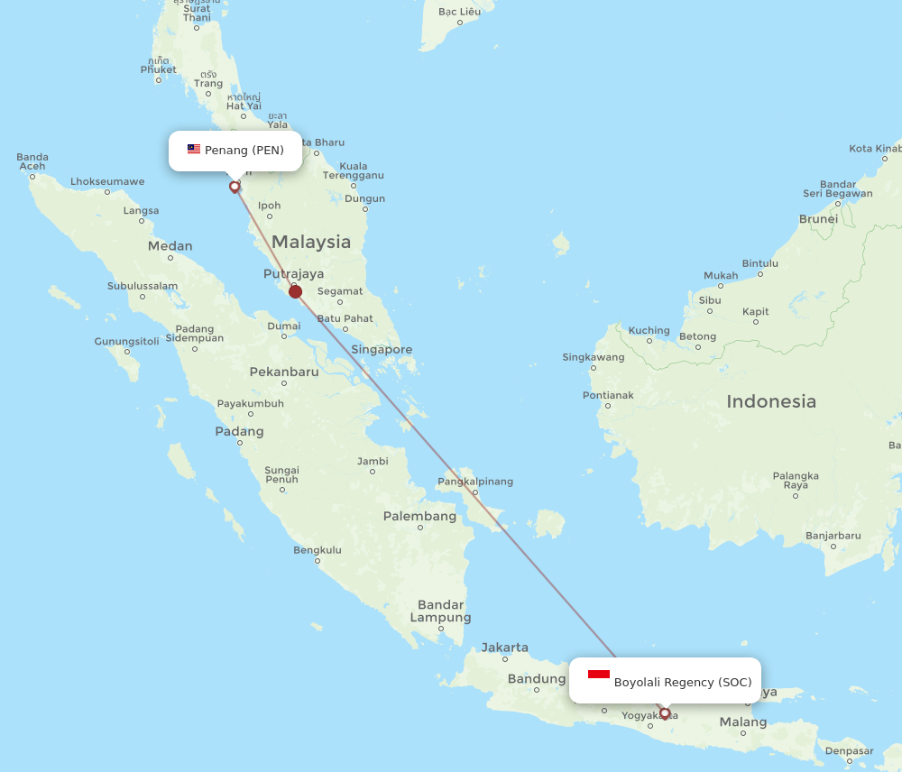 Flights From Penang To Surakarta Pen To Soc Flight Routes