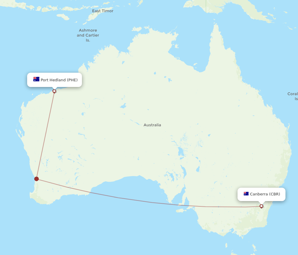 Flights From Canberra To Port Hedland Cbr To Phe Flight Routes