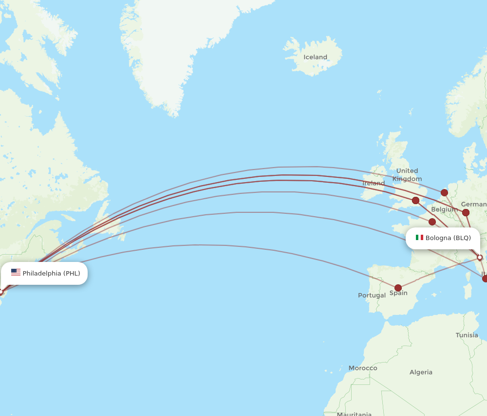 Flights From Philadelphia To Bologna PHL To BLQ Flight Routes