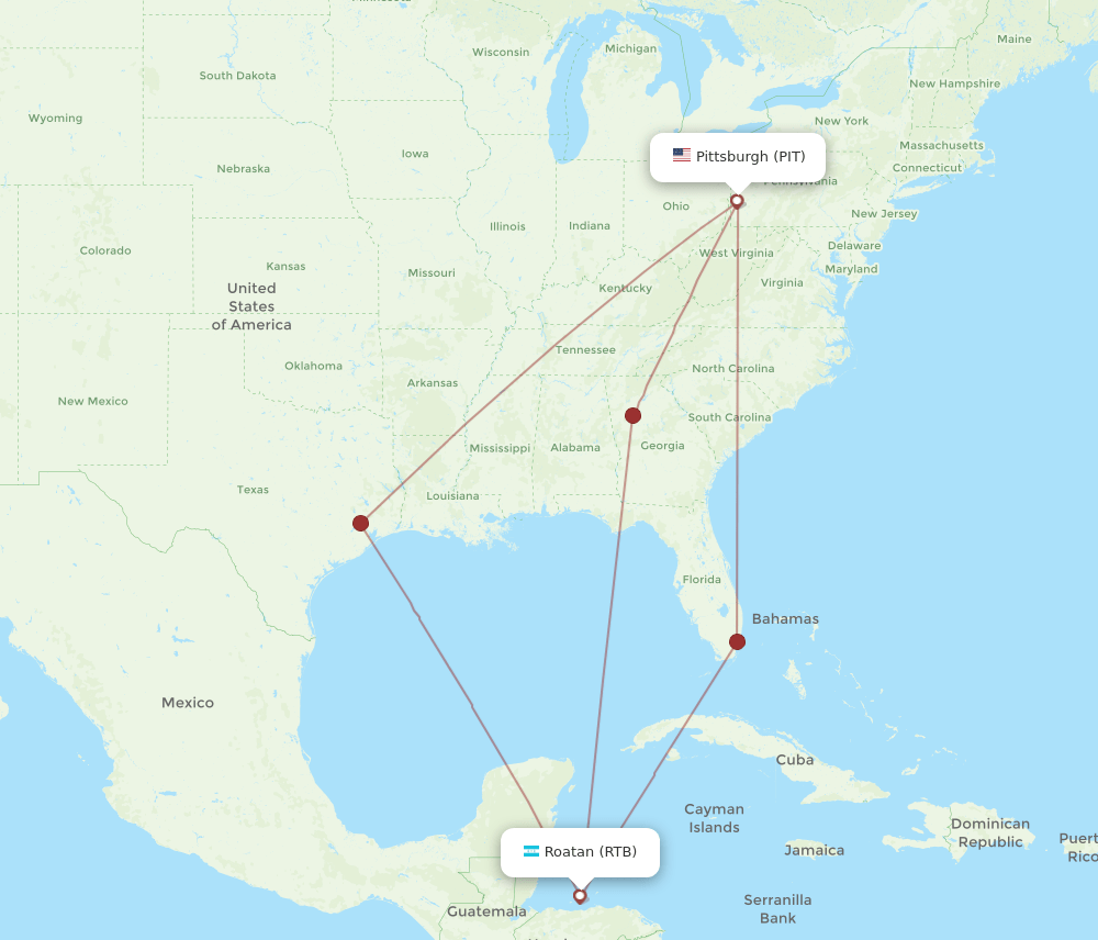 Flights From Pittsburgh To Roatan PIT To RTB Flight Routes