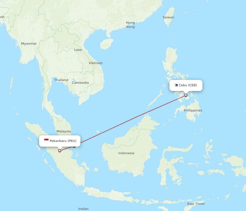 All Flight Routes From Pekanbaru To Cebu City PKU To CEB Flight Routes