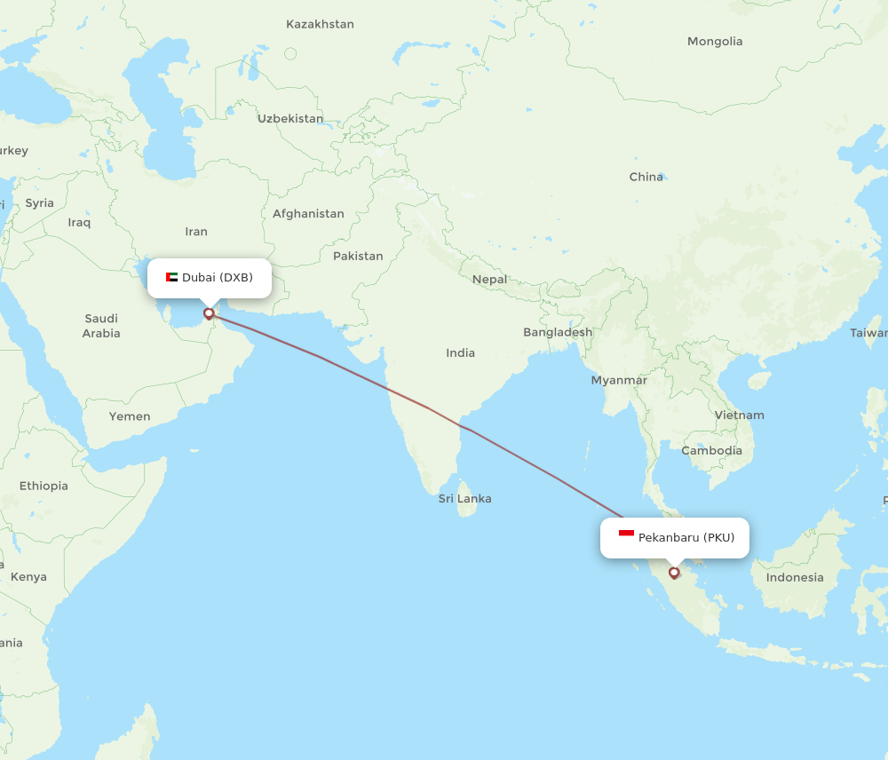 All Flight Routes From Pekanbaru To Dubai PKU To DXB Flight Routes