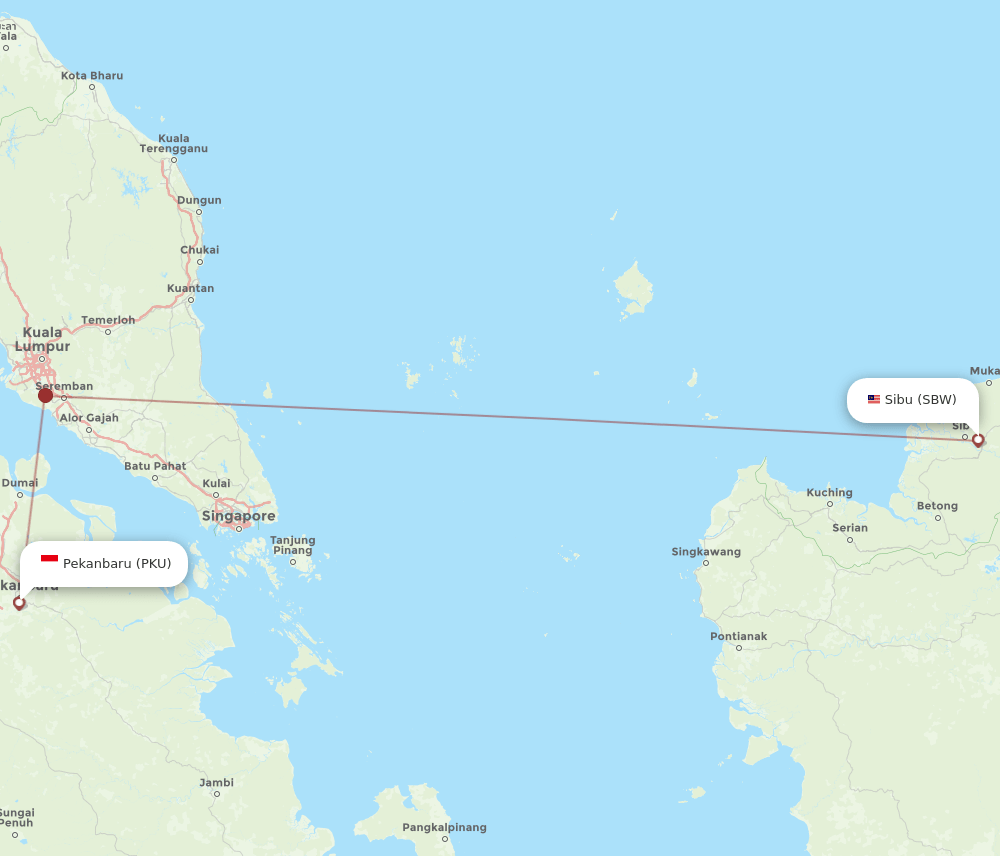 All Flight Routes From Pekanbaru To Sibu PKU To SBW Flight Routes