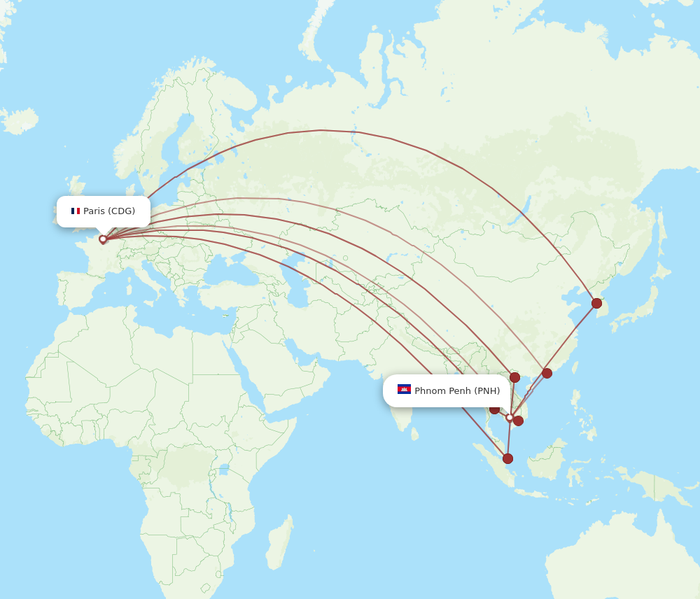 All Flight Routes From Phnom Penh To Paris Pnh To Cdg Flight Routes