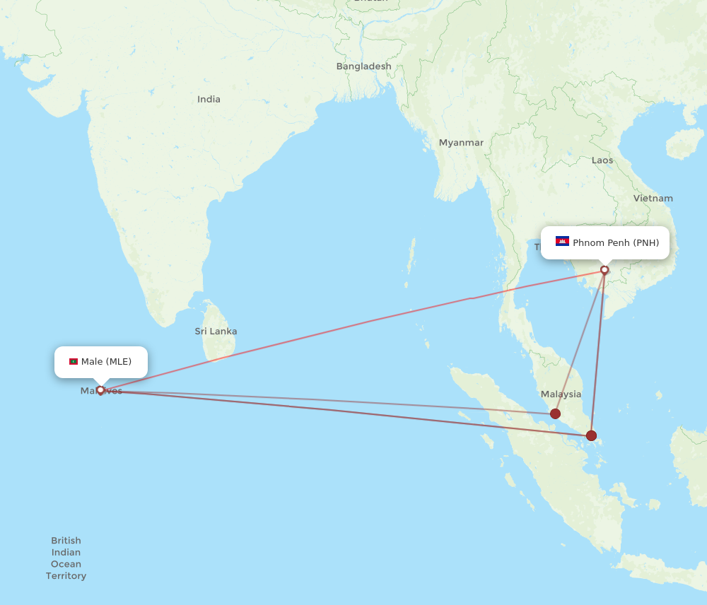 All Flight Routes From Phnom Penh To Male Pnh To Mle Flight Routes