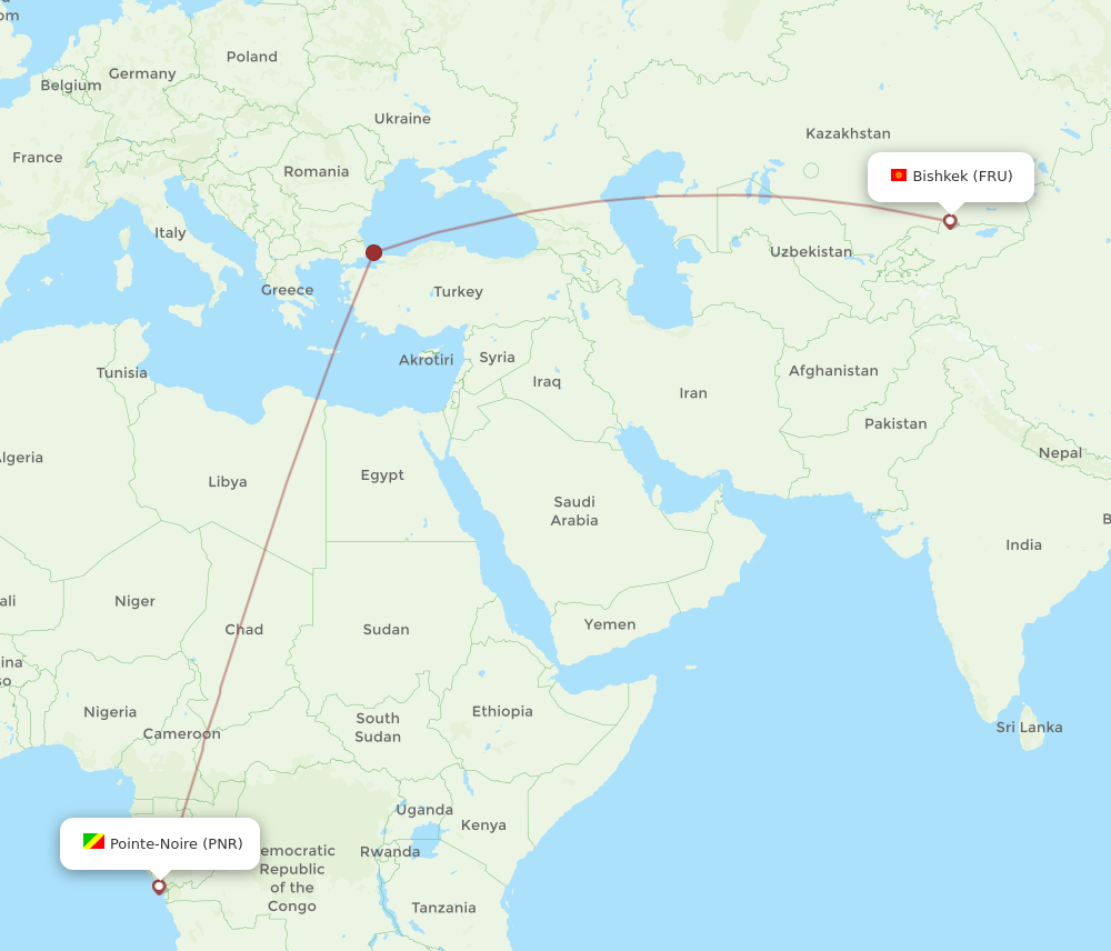 Flights From Pointe Noire To Bishkek PNR To FRU Flight Routes