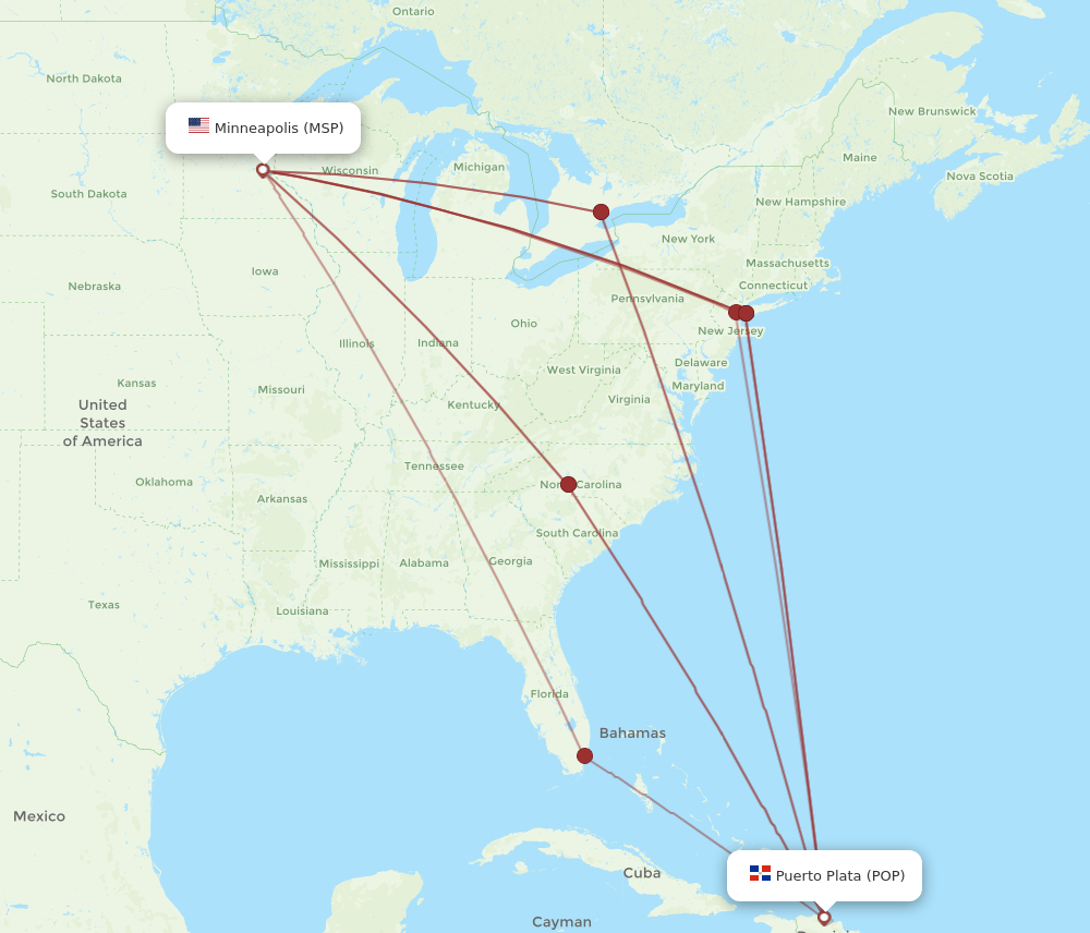 Flights From Puerto Plata To Minneapolis Pop To Msp Flight Routes