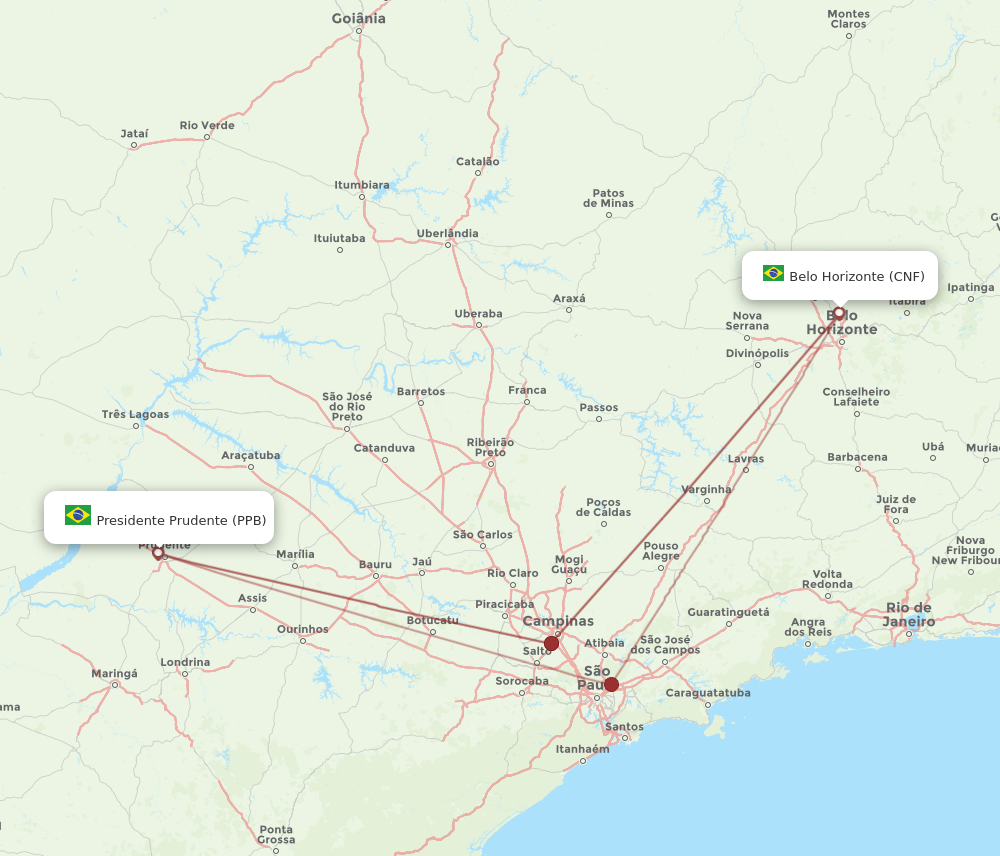 Flights From Presidente Prudente To Belo Horizonte Ppb To Cnf Flight