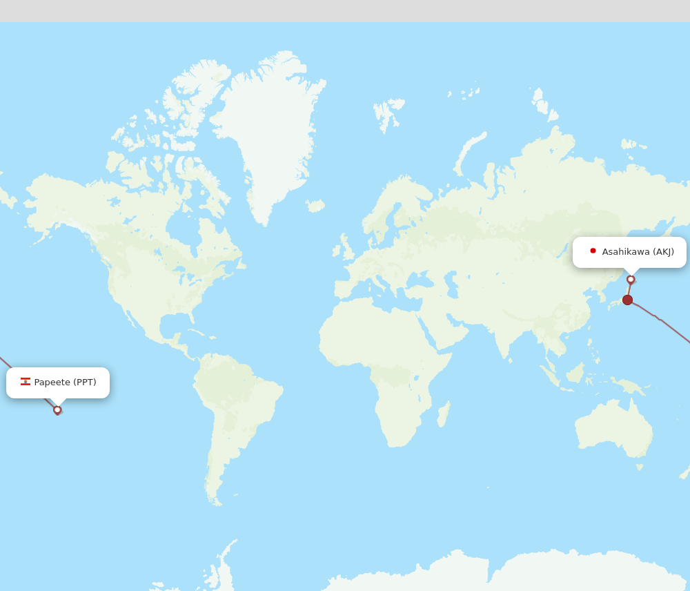 Flights From Papeete To Asahikawa Ppt To Akj Flight Routes