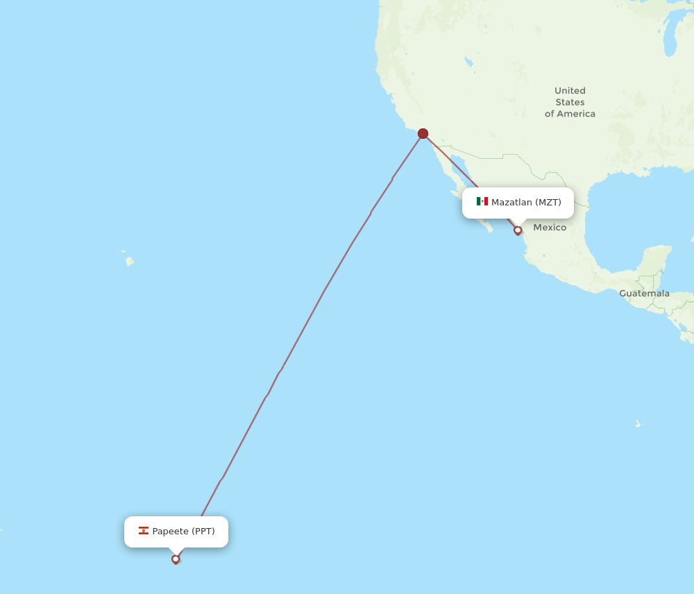 Flights From Papeete To Mazatlan Ppt To Mzt Flight Routes