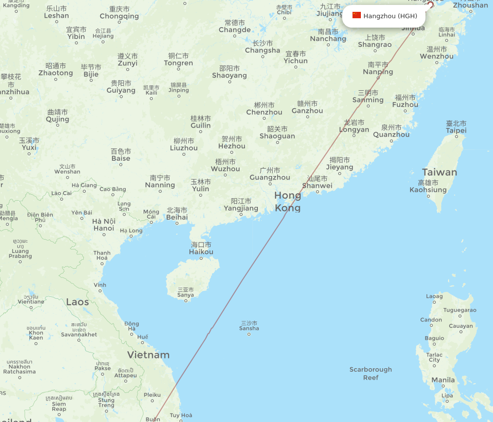 All Flight Routes From Hangzhou To Phu Quoc HGH To PQC Flight Routes