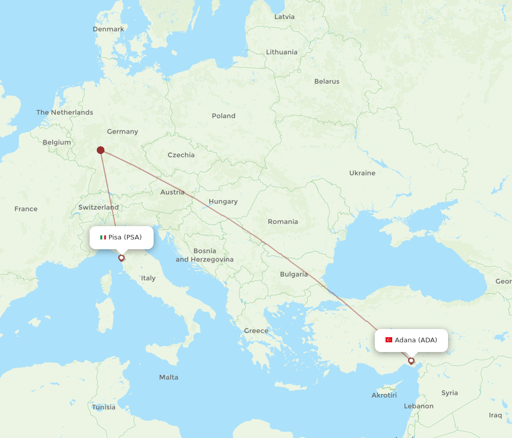 All Flight Routes From Pisa To Adana Psa To Ada Flight Routes