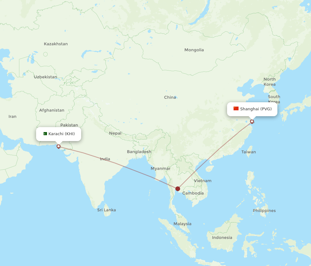 All Flight Routes From Shanghai To Karachi Pvg To Khi Flight Routes