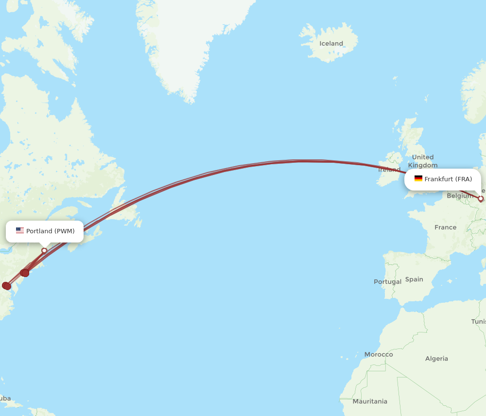 All Flight Routes From Portland To Frankfurt PWM To FRA Flight Routes