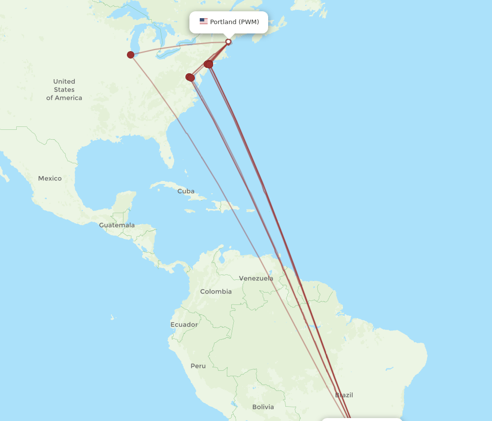 Flights From Portland To Sao Paulo PWM To GRU Flight Routes