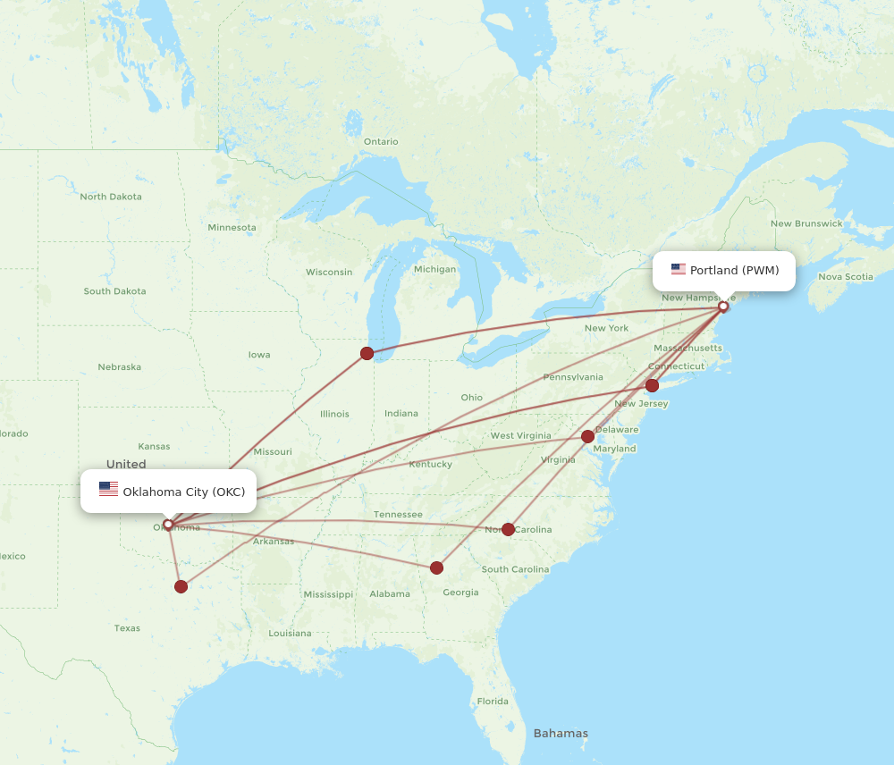 Flights From Portland To Oklahoma City PWM To OKC Flight Routes