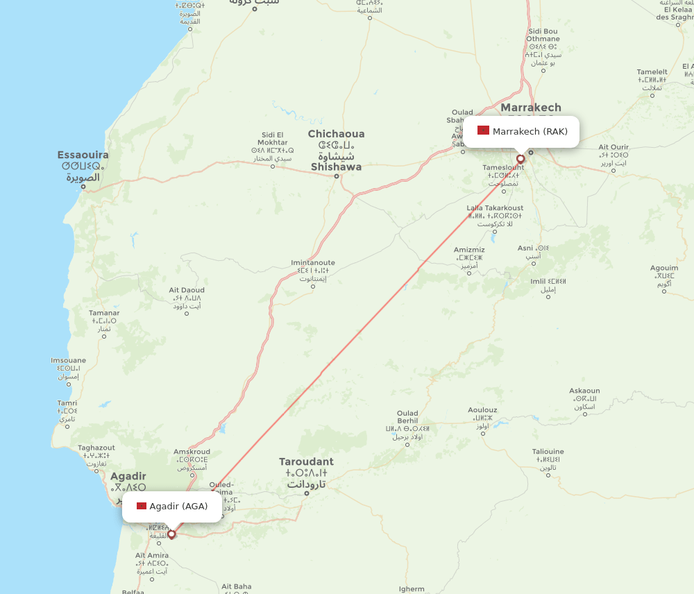 All Flight Routes From Marrakech To Agadir Rak To Aga Flight Routes