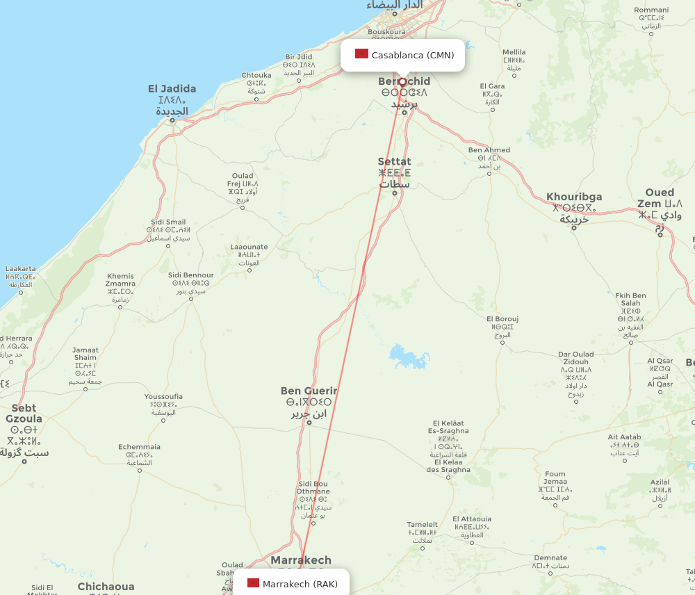 All Flight Routes From Marrakech To Casablanca Rak To Cmn Flight Routes