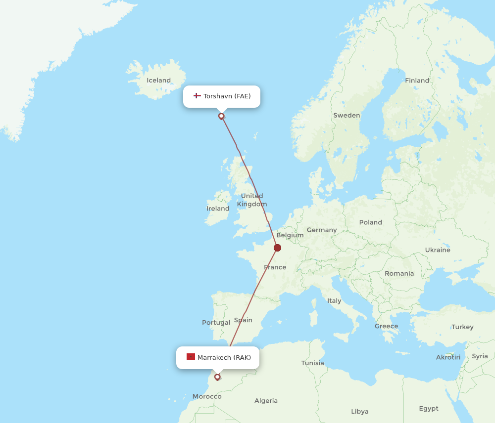 Flights From Marrakech To Faroe Islands RAK To FAE Flight Routes