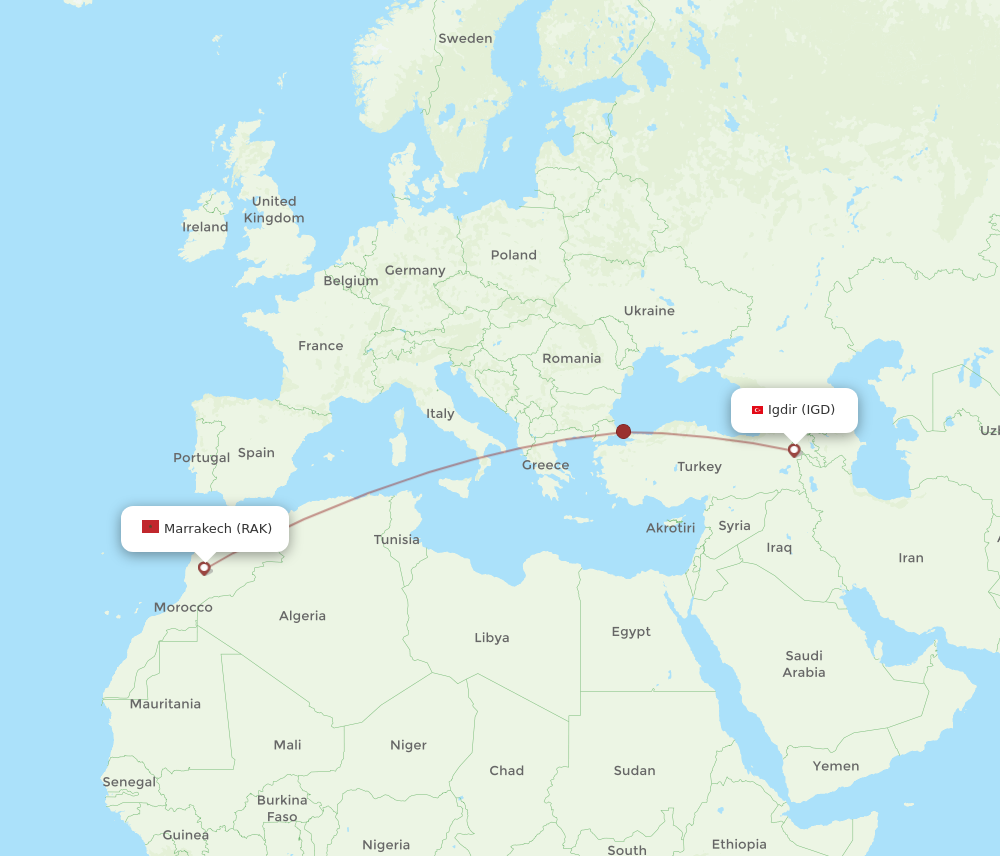 Flights From Marrakech To Igdir RAK To IGD Flight Routes