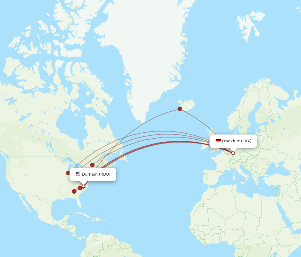 All Flight Routes From Raleigh Durham To Frankfurt Rdu To Fra Flight