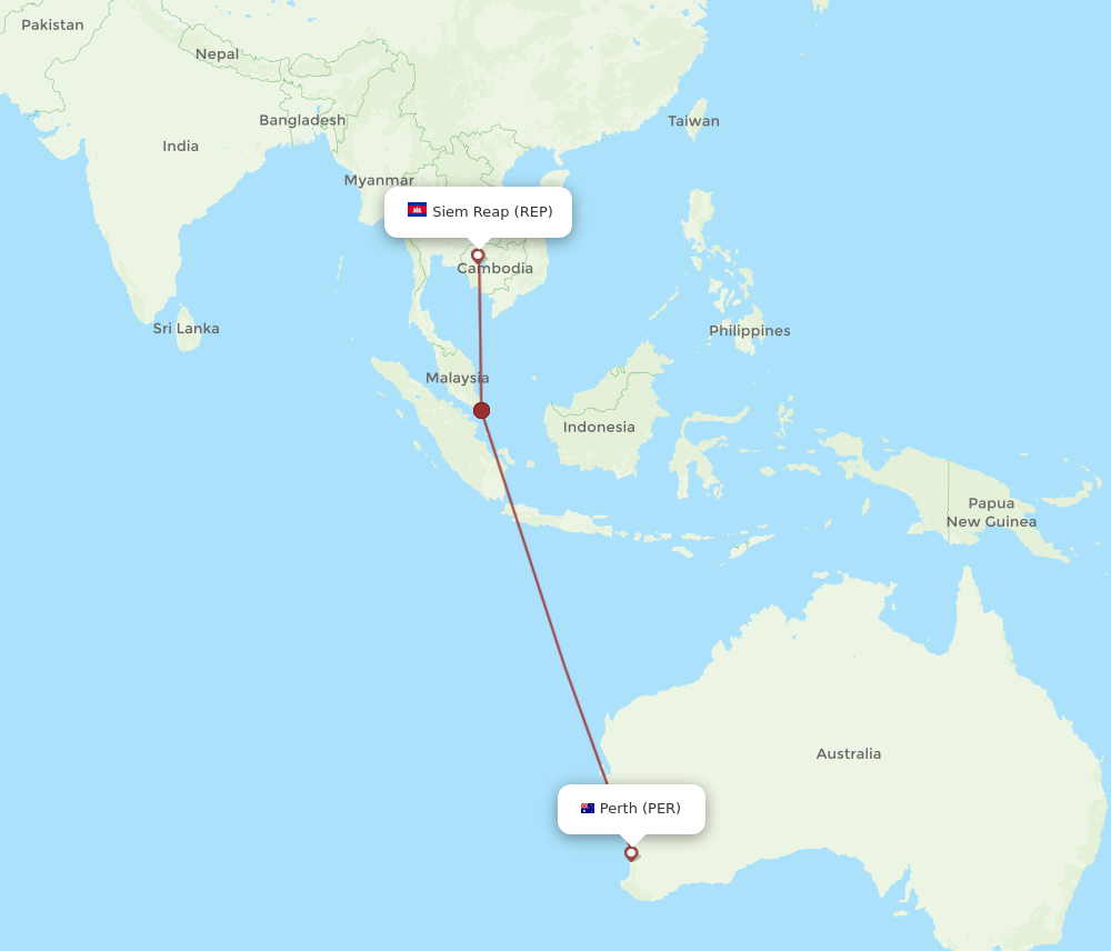 All Flight Routes From Siem Reap To Perth REP To PER Flight Routes