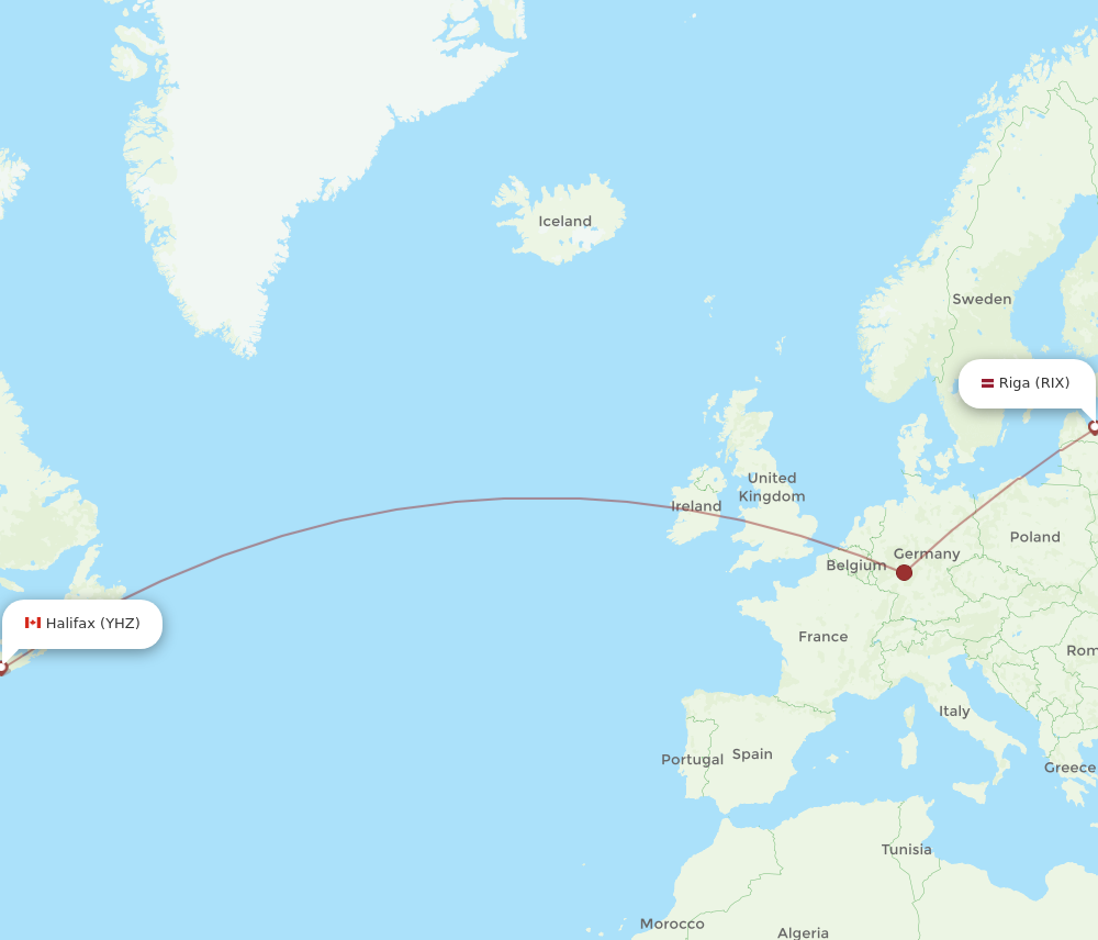 All Flight Routes From Halifax To Riga Yhz To Rix Flight Routes