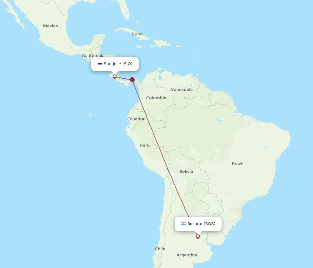 Flights From Rosario To San Jose Ros To Sjo Flight Routes