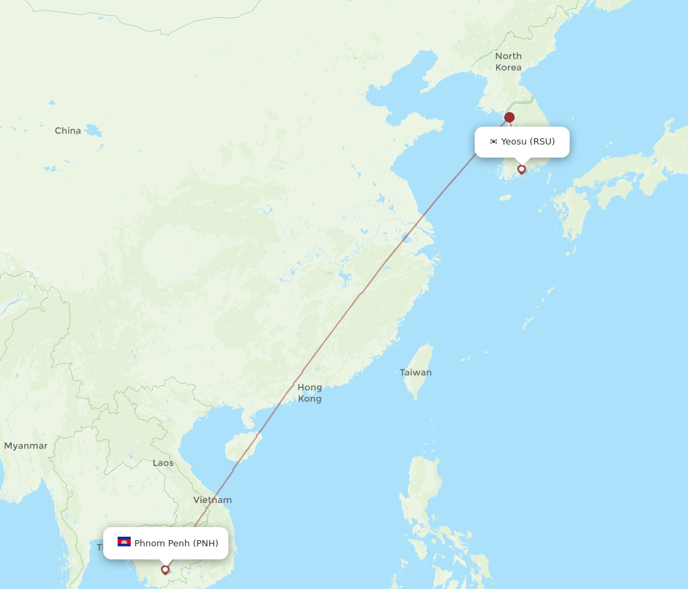 Flights From Yeosu To Phnom Penh Rsu To Pnh Flight Routes