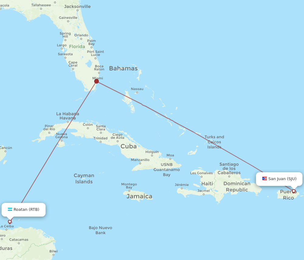 Flights From Roatan To San Juan Rtb To Sju Flight Routes