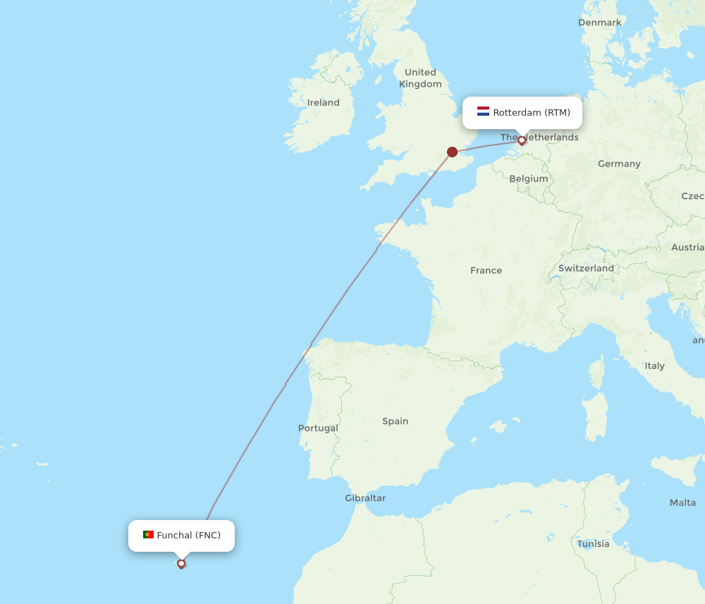 Flights From Rotterdam To Funchal RTM To FNC Flight Routes