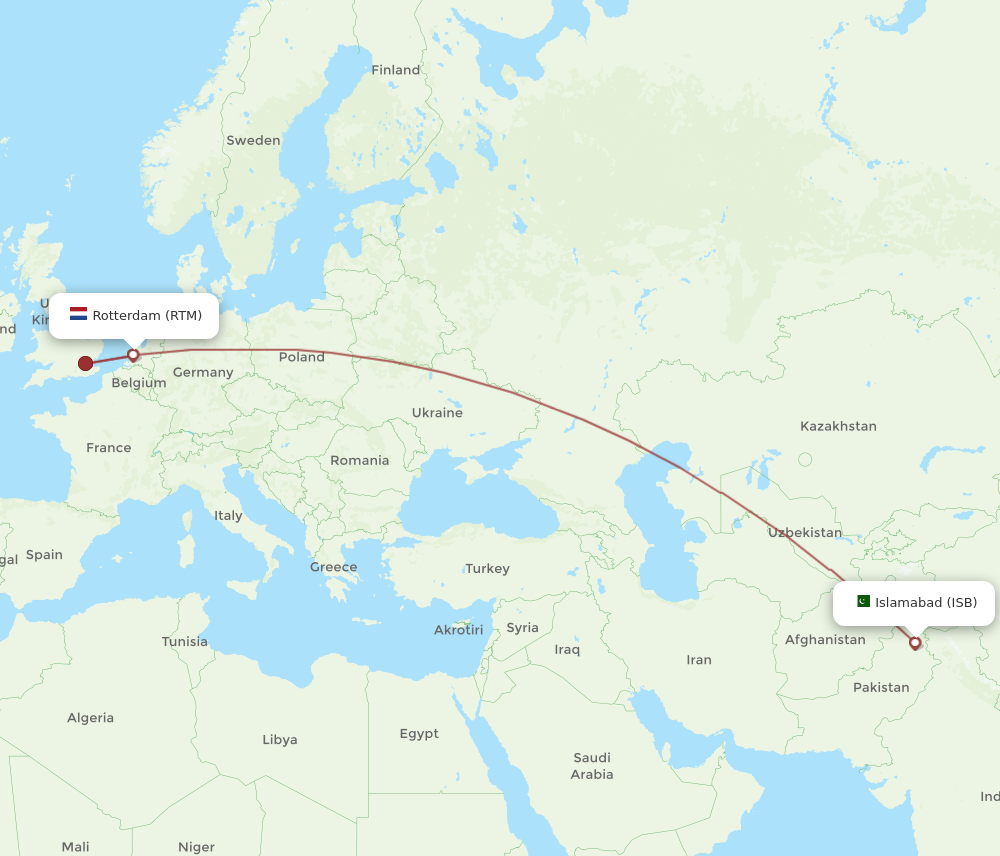 Flights From Rotterdam To Islamabad Rtm To Isb Flight Routes