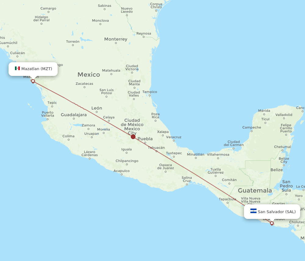 All Flight Routes From San Salvador To Mazatlan Sal To Mzt Flight Routes