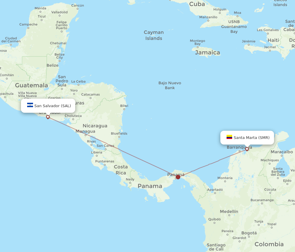 All Flight Routes From Santa Marta To San Salvador SMR To SAL Flight