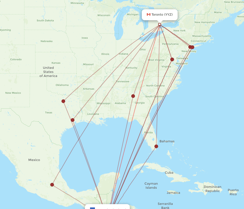 All Flight Routes From San Salvador To Toronto Sal To Yyz Flight Routes