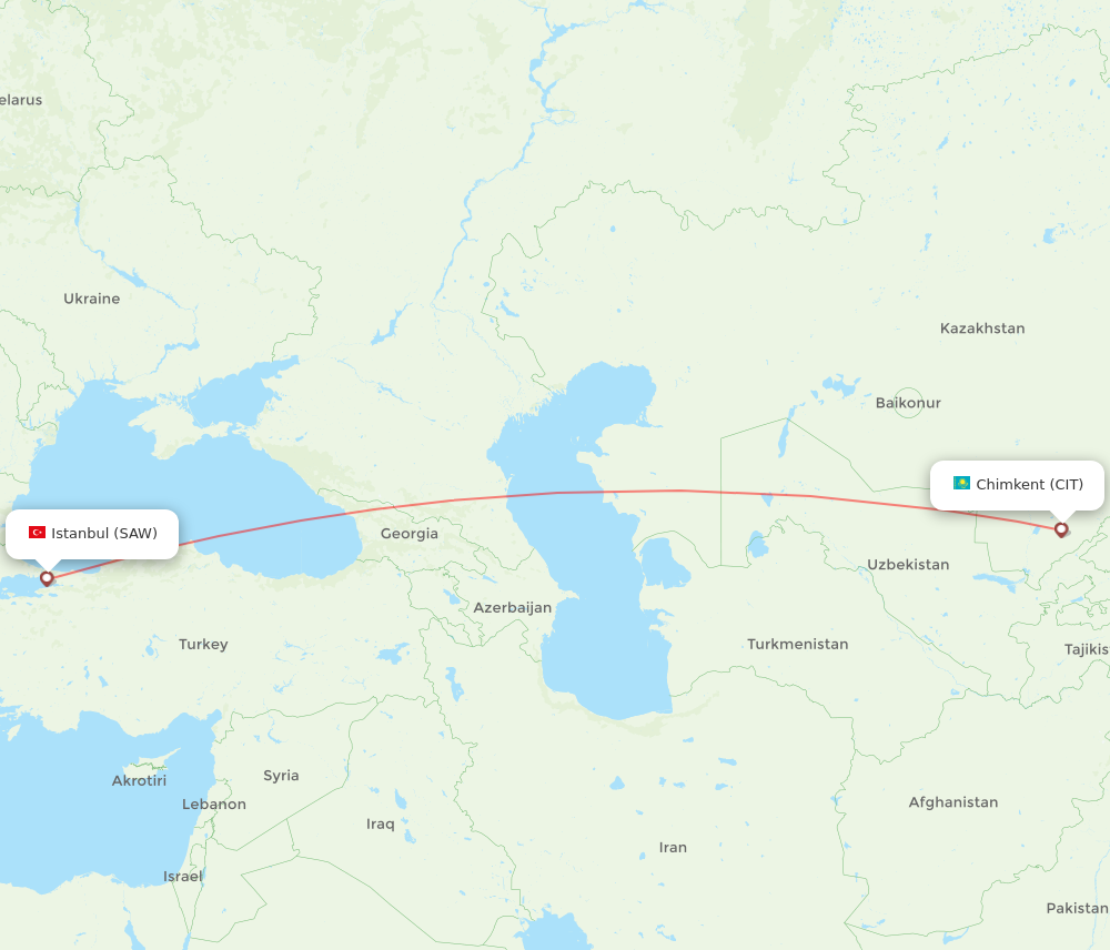 All Flight Routes From Istanbul To Shymkent Saw To Cit Flight Routes