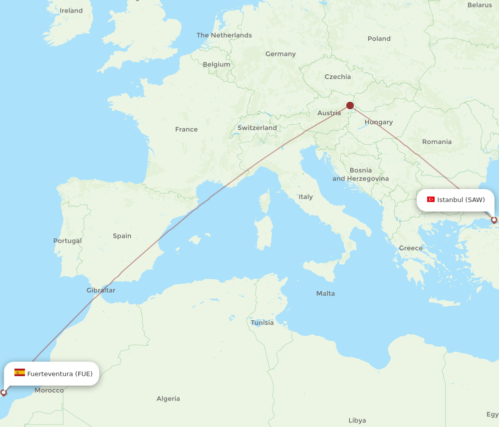 Flights From Istanbul To Puerto Del Rosario SAW To FUE Flight Routes