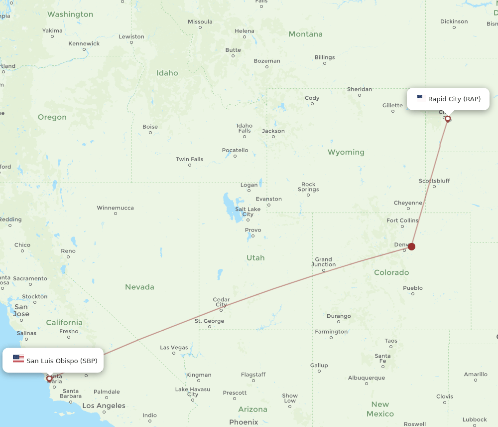 Flights From San Luis Obispo To Rapid City SBP To RAP Flight Routes