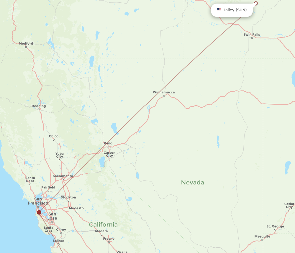 All Flight Routes From San Luis Obispo To Sun Valley SBP To SUN