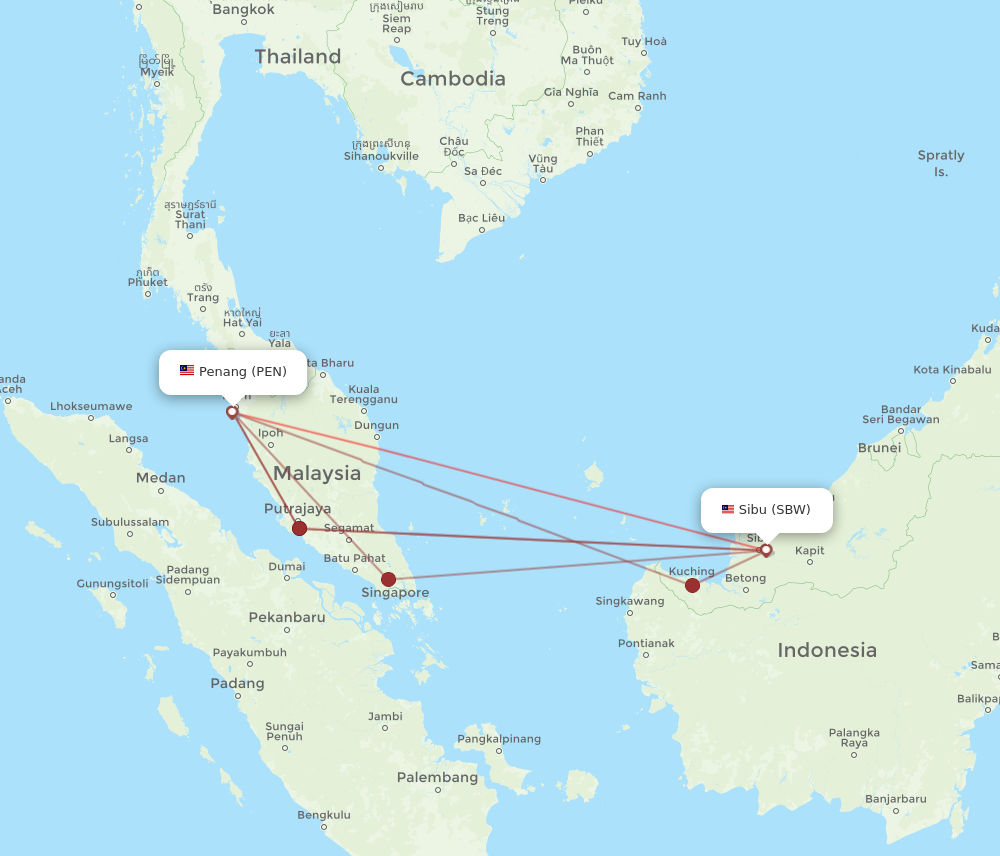 Flights From Sibu To Penang Sbw To Pen Flight Routes