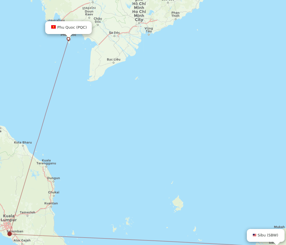 All Flight Routes From Sibu To Phu Quoc SBW To PQC Flight Routes