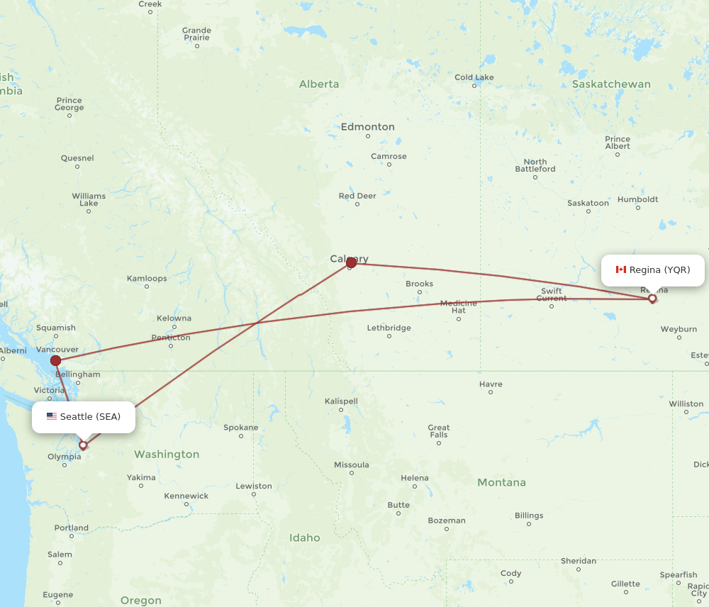 All Flight Routes From Seattle To Regina Sea To Yqr Flight Routes