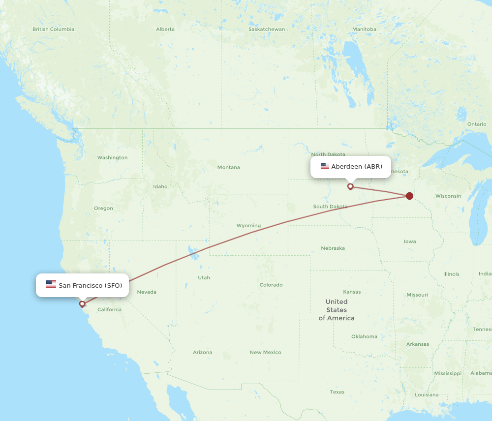 All Flight Routes From San Francisco To Aberdeen Sfo To Abr Flight