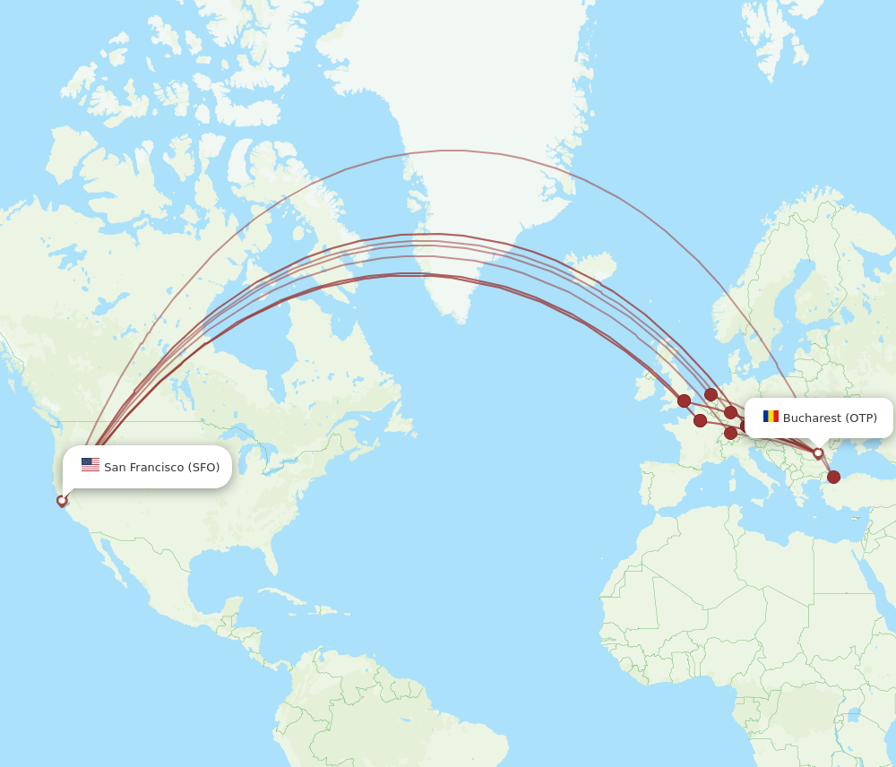 All Flight Routes From San Francisco To Bucharest SFO To OTP Flight