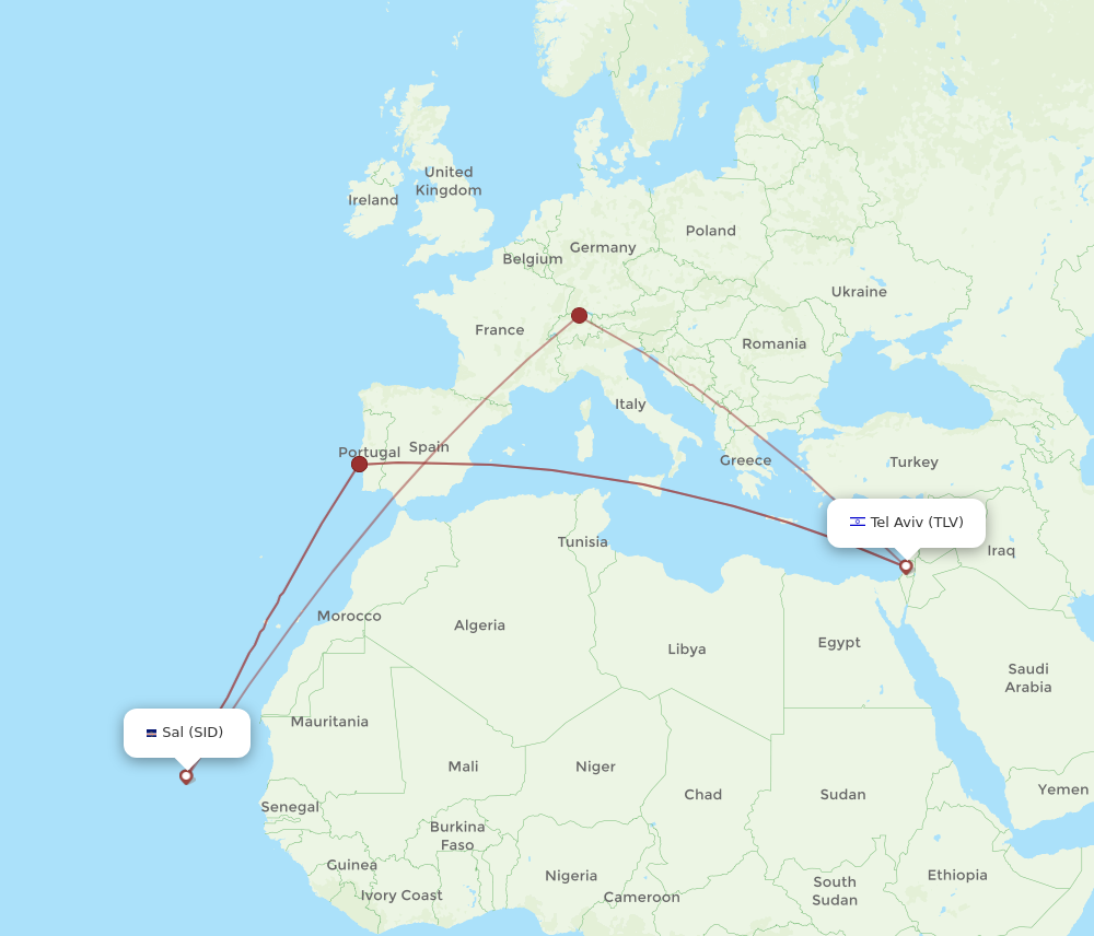 All Flight Routes From Sal To Tel Aviv Yafo Sid To Tlv Flight Routes