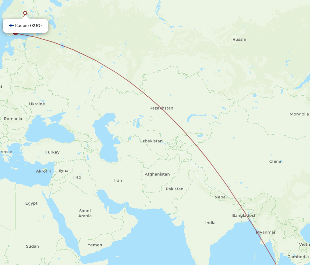 All Flight Routes From Singapore To Kuopio SIN To KUO Flight Routes