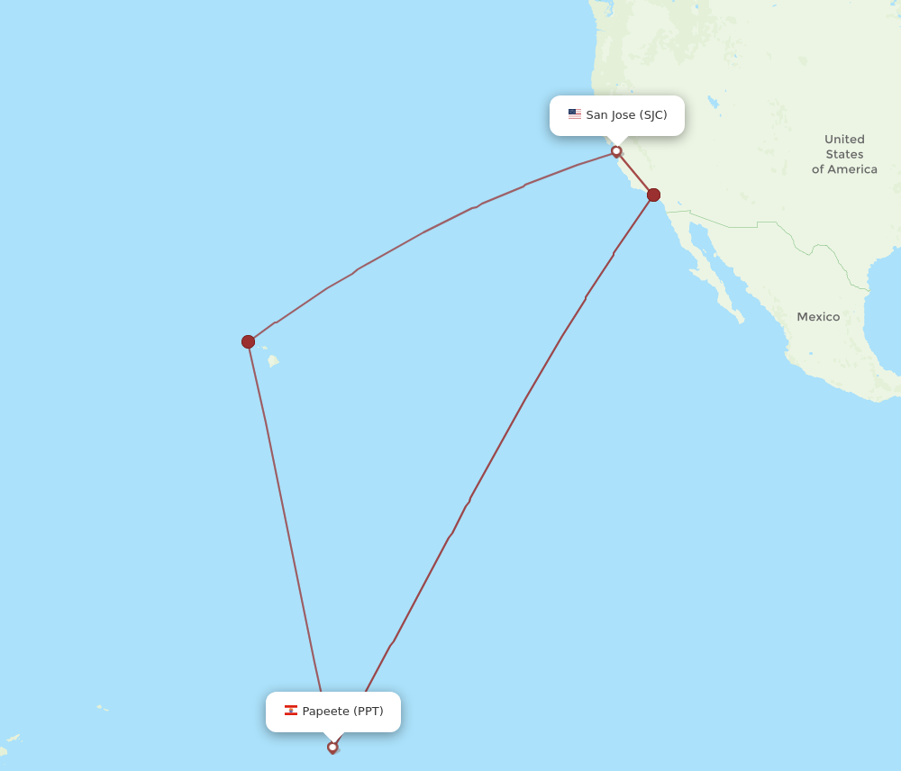 Flights From San Jose To Papeete Sjc To Ppt Flight Routes