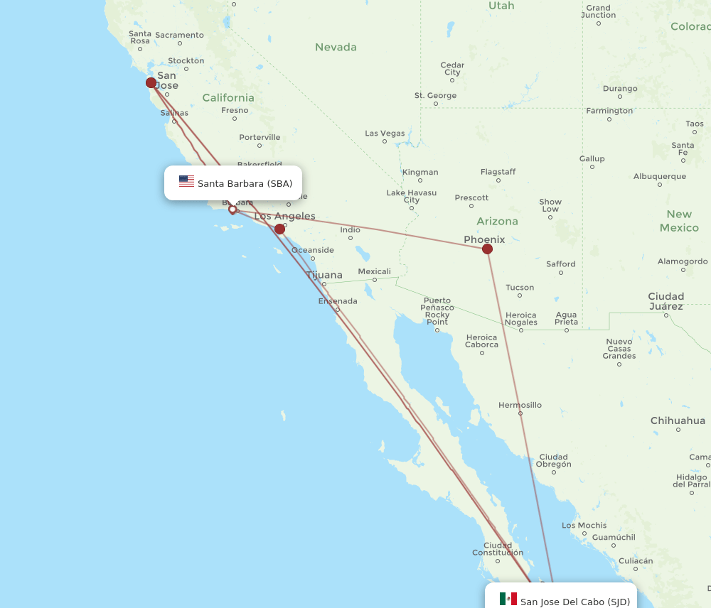 Flights From San Jose Cabo To Santa Barbara Sjd To Sba Flight Routes