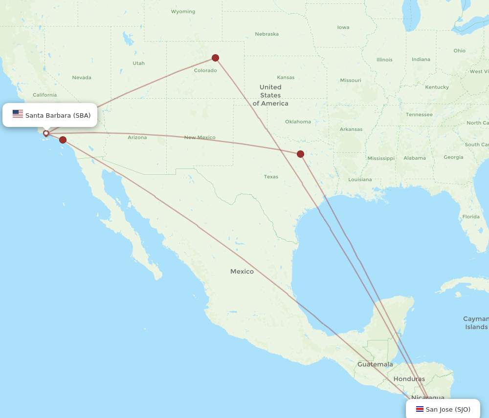 Flights From San Jose To Santa Barbara SJO To SBA Flight Routes