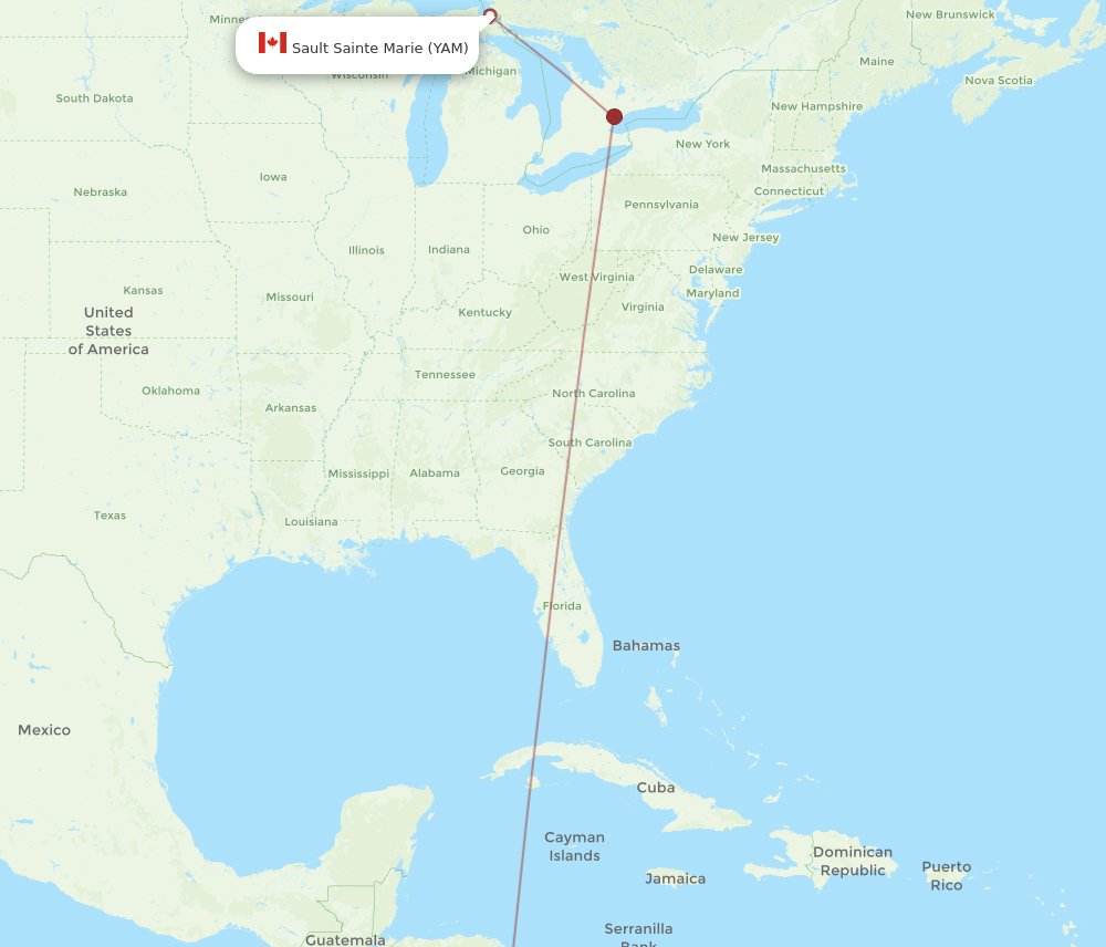 Flights From San Jose To Sault Ste Marie SJO To YAM Flight Routes